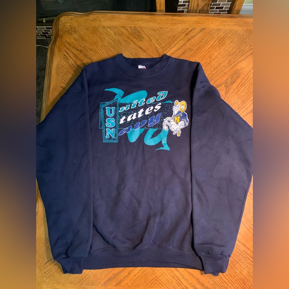 Vintage United States Navy Midshipmen Sweatshirt Size XL Blue Soffe Sweats Tag